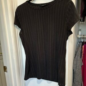 Striped thin blouse like T-shirt, express size medium black